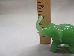 Jade Glass Elephant Made in China 3"