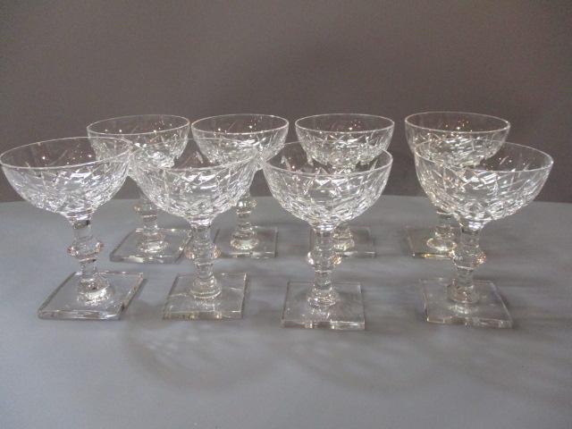 8 Crystal Wine Glasses Signed Hawkes