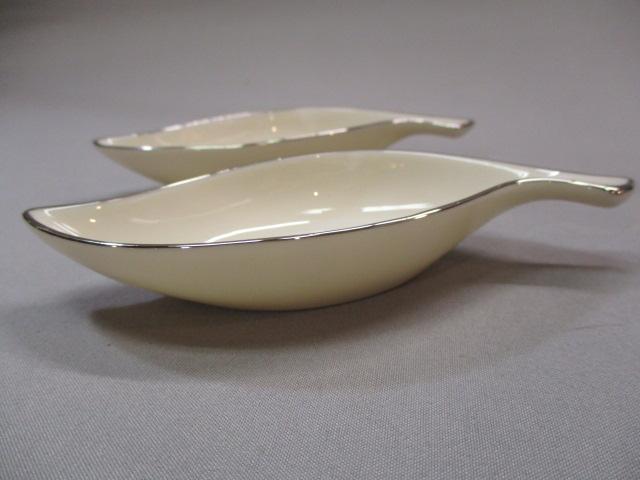 2  Lenox Leaf Shaped Ashtrays 5"