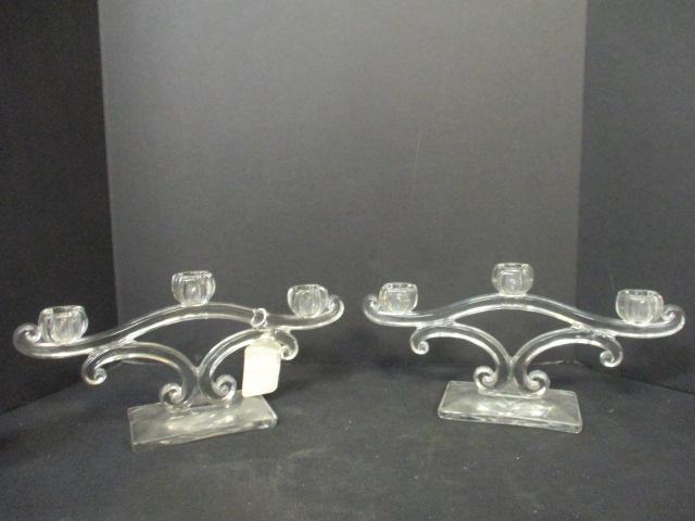 Martinsville Viking Glass 3 Lite Candlebra-Art Deco Style