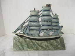 Cast Iron Vintage Sailing Ship Doorstop