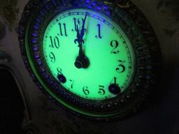 La Teste Royal Bone China Case Clock w/Uranium Glass Face