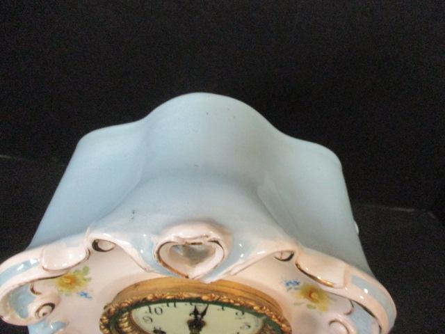 La Teste Royal Bone China Case Clock w/Uranium Glass Face