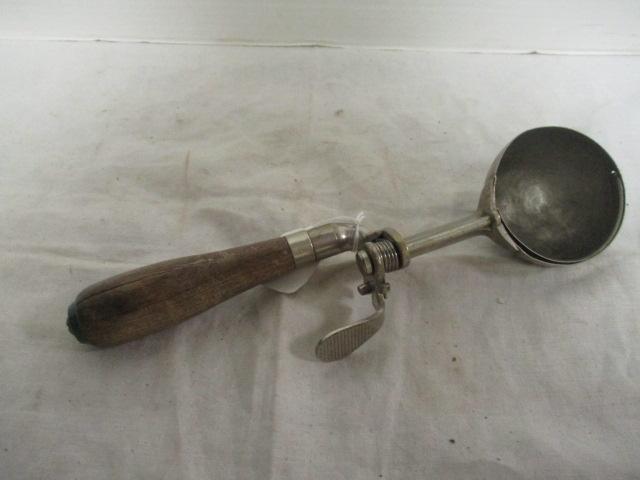 Wood Handle Vintage Ice Cream Scoop #4