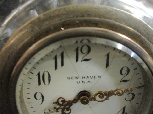 New Haven Clock Co. Glass Clock w/uranium Glass on Hands