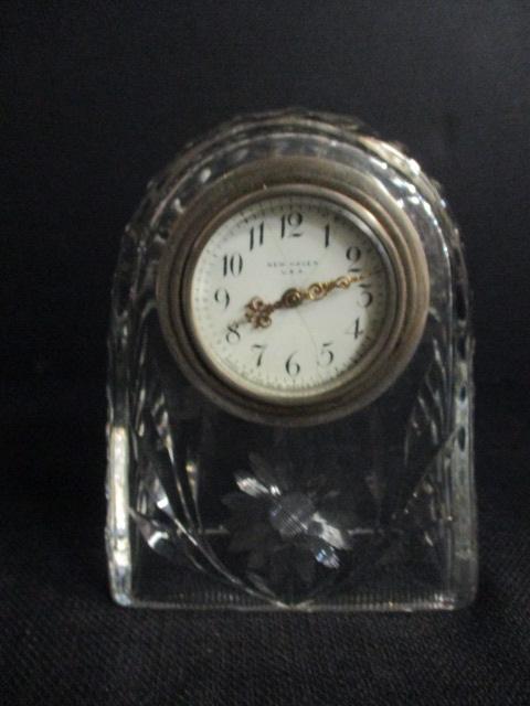 New Haven Clock Co. Glass Clock w/uranium Glass on Hands