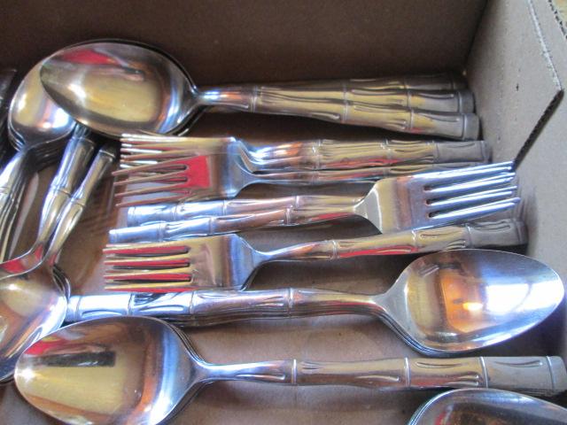 127 Pieces of Barclay Geneve Bamboo Look Stainless Flatware