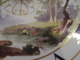 Handpainted River Landscape Electric Porcelain Plate Clock