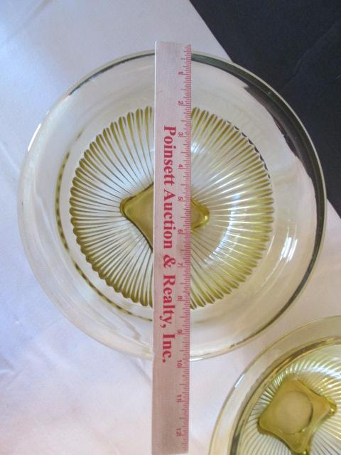 Five Vintage Clear and Yellow/Amber Glass Mixing Bowls