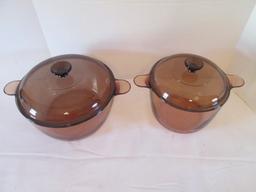 Amber Brown Vision Ware 3.5 Liter and 4.5 Liter Lidded Casseroles