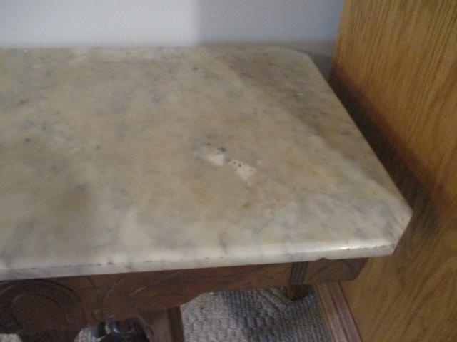 Antique Victorian Eastlake Occasional Table with Marble Top