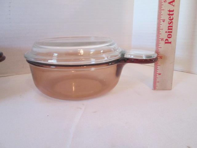 Amber Brown Vision Ware Lids, Grab-It Bowls and Casserette Dish