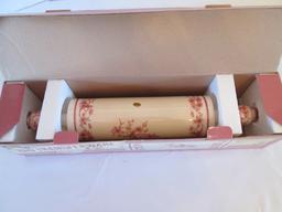 New Old Stock Cracker Barrel Red Transferware Rolling Pin in Original Box