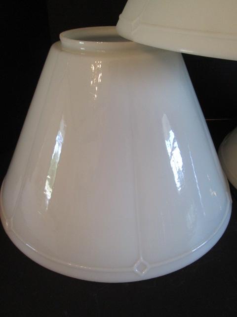 Three White Glass Slant Side Light Shades