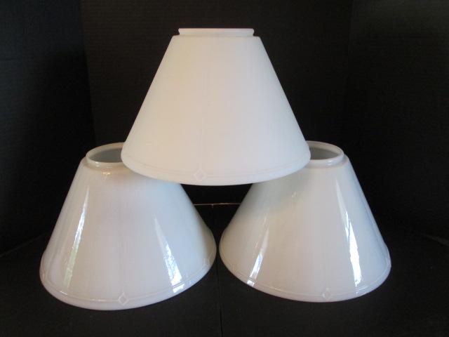 Three White Glass Slant Side Light Shades