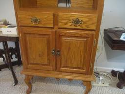 Solid Oak Media Cabinet with Queen Anne Legs