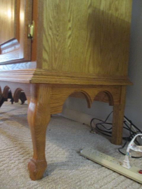 Solid Oak Media Cabinet with Queen Anne Legs