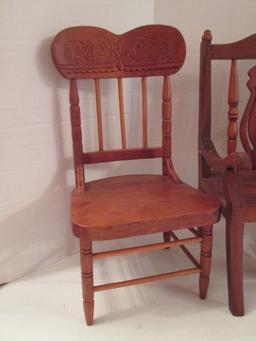 Four Wood Doll Chairs