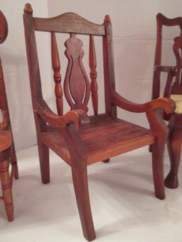 Four Wood Doll Chairs