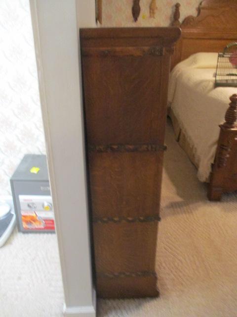 Antique Macy Tiger Oak 3 Stack Barrister Bookcase