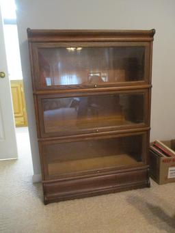 Antique Macy Tiger Oak 3 Stack Barrister Bookcase