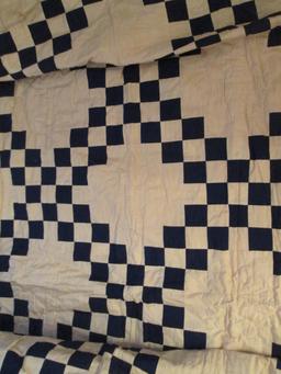 American Pacific Ent. Machine Made Blue/Beige Checker Board Quilt