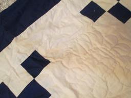 American Pacific Ent. Machine Made Blue/Beige Checker Board Quilt