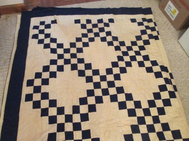 American Pacific Ent. Machine Made Blue/Beige Checker Board Quilt