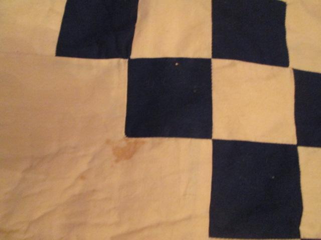 American Pacific Ent. Machine Made Blue/Beige Checker Board Quilt