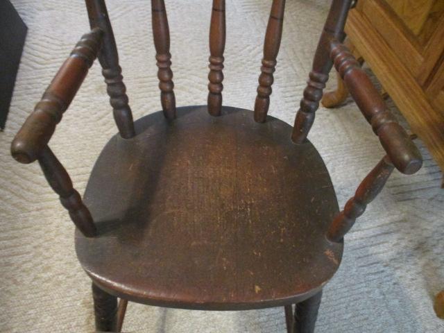 Vintage Child's Wood High Chair with Stenciled Back Rail