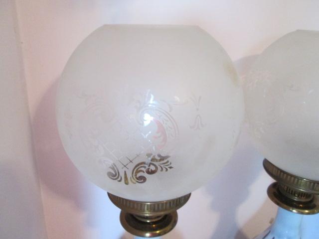 Pair of Fenton Cranberry Coin Dot Electric Lamps