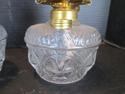 Three Clear Glass Star Design Oil Lamps