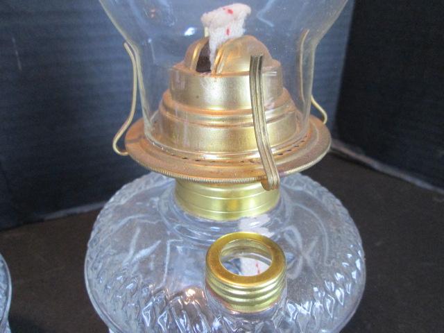 Three Clear Glass Star Design Oil Lamps