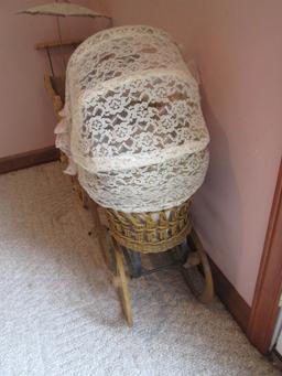 Two Decorative Wicker Doll Strollers