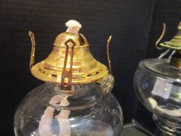 Three Clear Glass Oil Lamps