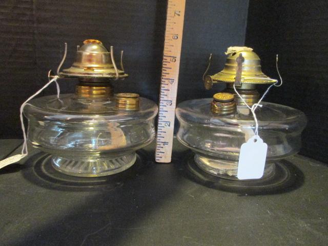 Four Clear Glass Oil Font Lamps