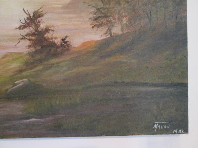 1983 Mallen Signed Original Landscape Painting on Canvas