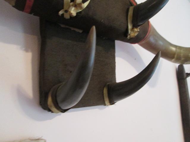 Vintage Unique Steer Horn Hat Rack Wall Hanging