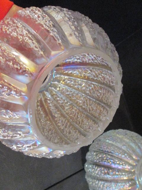 Three Iridescent Textured Glass Ball Shades