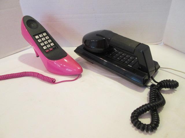 Novelty Columbia Tel-Com Pink Pump and Softel Landline Phones