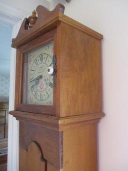 Restored Vintage Floor Clock with Country Home Handpainted Quartz Movement