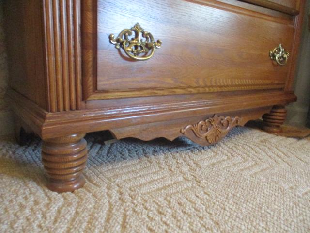 Athens Furniture Oak Armoire Chest with Carved Shell Appliques