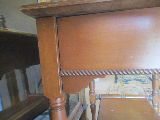 Vintage Maple Console Table with Drawer and Undershelf