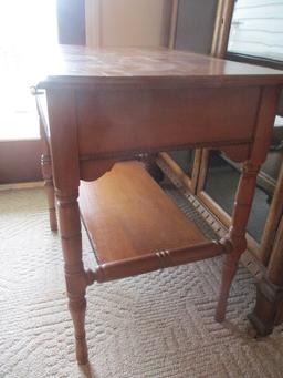 Vintage Maple Console Table with Drawer and Undershelf