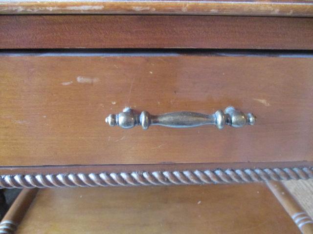 Vintage Maple Console Table with Drawer and Undershelf