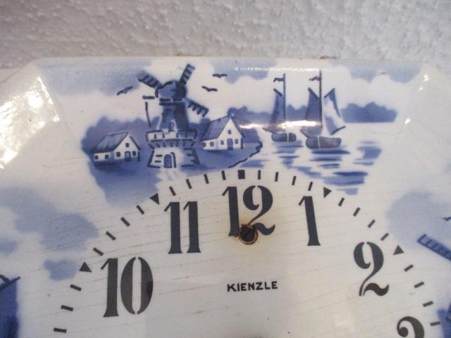 Two Blue and White German 8 Day Kitchen Clocks