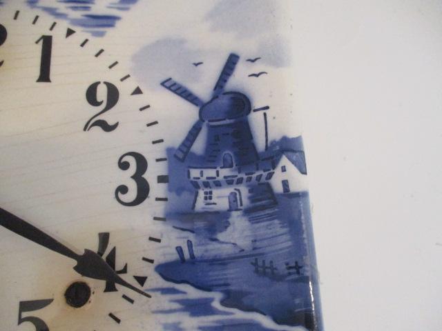 Two Blue and White German 8 Day Kitchen Clocks