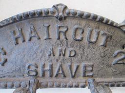 Cast Metal "Haircut and Shave 25 Cents" Coat Hook