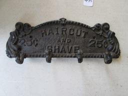 Cast Metal "Haircut and Shave 25 Cents" Coat Hook