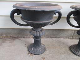 Three 14" Cast Iron Urns